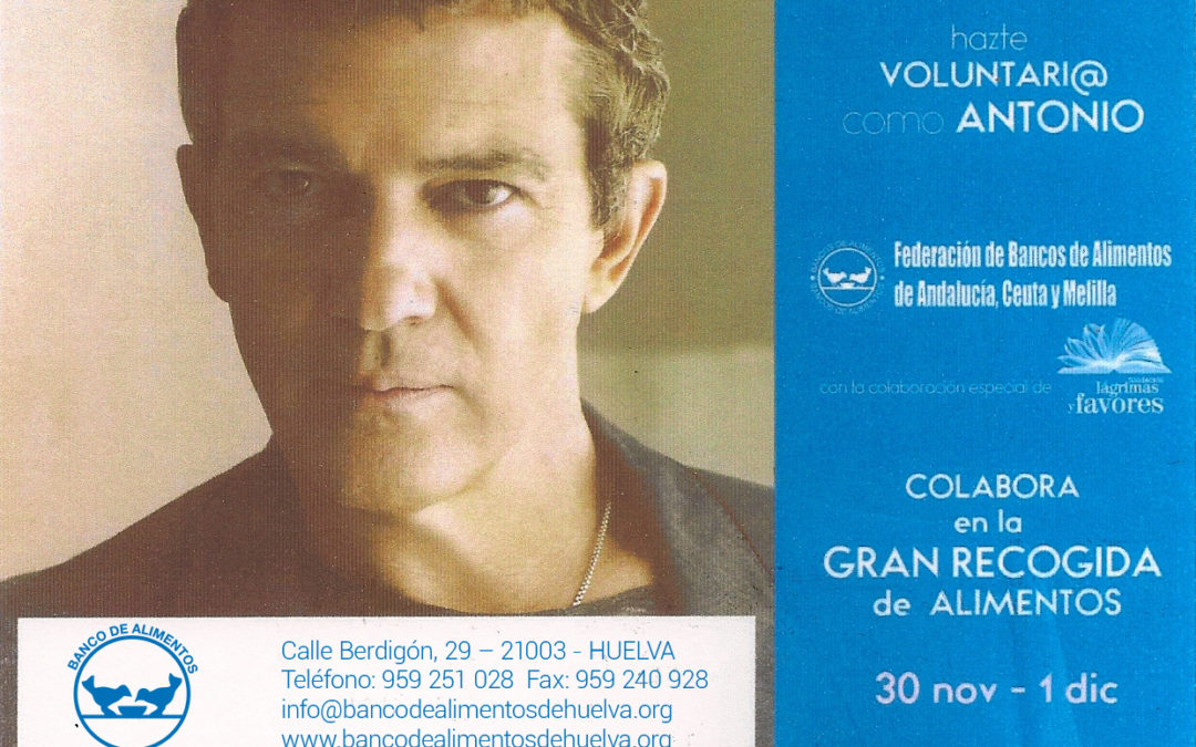 El actor Antonio Banderas será la imagen de la Gran Recogida de Alimentos 2018 en Andalucía, Ceuta y Melilla