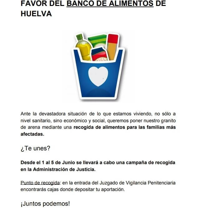 Los trabajadores de Justicia organizan una recogida de alimentos a beneficio del BAH