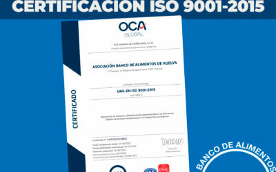 El Banco de Alimentos de Huelva ha conseguido la certificación de la norma ISO 9001-2015